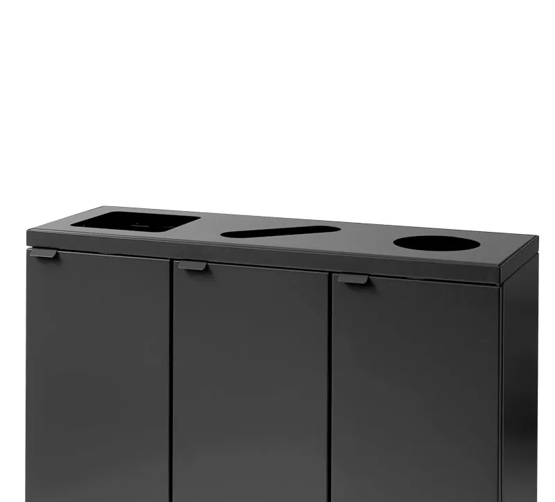 Kraftig indendørs affaldsbeholder 869 med formede indkast 3 x 65 Liter