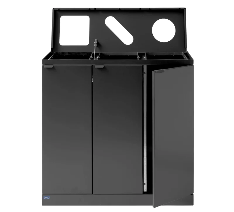 Kraftig indendørs affaldsbeholder 869 med formede indkast 3 x 65 Liter