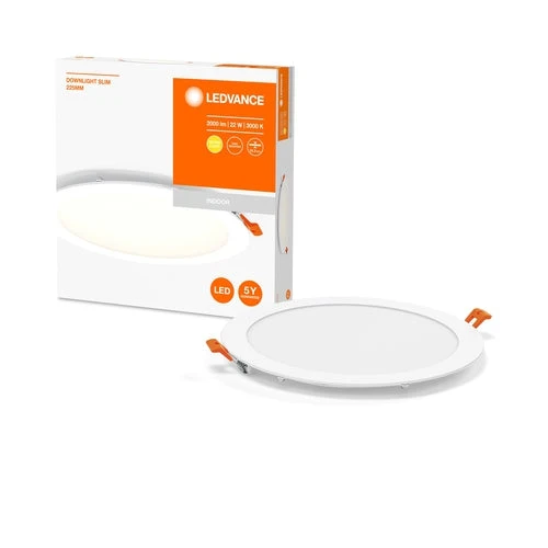 LEDVANCE RECESS SLIM DOWNLIGHT LED-loftslampe, Ø 225mm, 220...240V, 22W / 3000K Varm hvid
