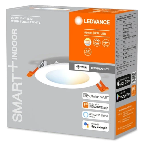 LEDVANCE Wifi SMART+ RECESS SLIM DOWNLIGHT Ø 120mm TW 8W Tunable White, 3000...6500K