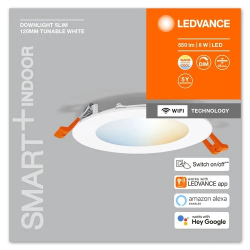 LEDVANCE Wifi SMART+ RECESS SLIM DOWNLIGHT Ø 120mm TW 8W Tunable White, 3000...6500K