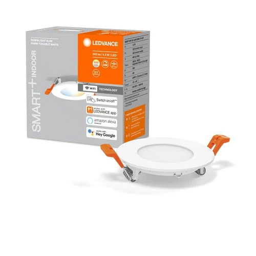 LEDVANCE Wifi SMART+ RECESS SLIM DOWNLIGHT, Ø 85mm TW / 4,50 W Tunable White, 3000...6500K,
