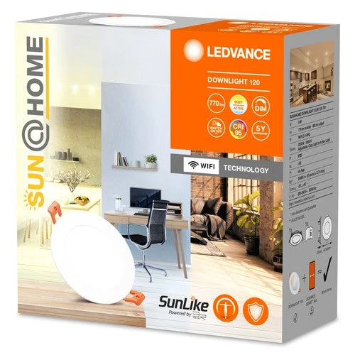 LEDVANCE Wifi SUN@HOME LED-indbygningsspot, Ø 120 mm, hvid, 8W