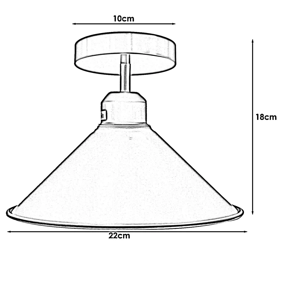 Blå halvplansloftlampe med kegleform, 22 cm, metal med E27-fatning ~1509