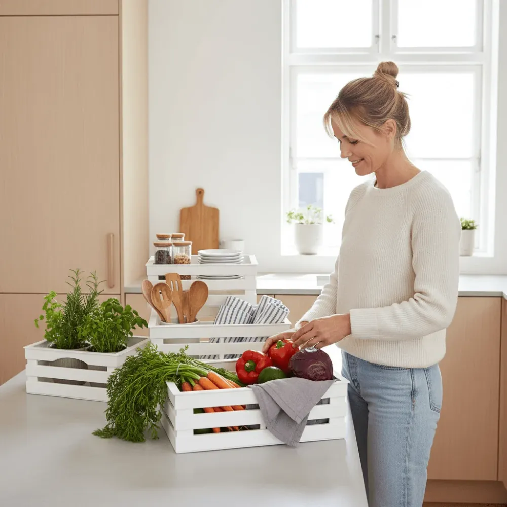 Tina Tris - sæt med 3 opbevaringskasser - beige
