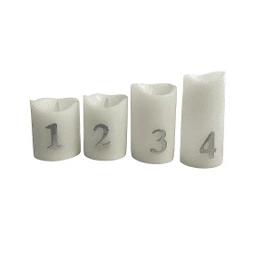 Adventslys LED m/timer og fjernbetjening - 4 stk. - 9/10/12,5/15 cm - m/3D flamme
