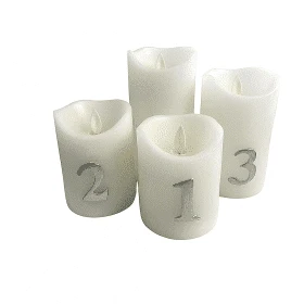 Adventslys LED m/timer og fjernbetjening - 4 stk. - 9/10/12,5/15 cm - m/3D flamme