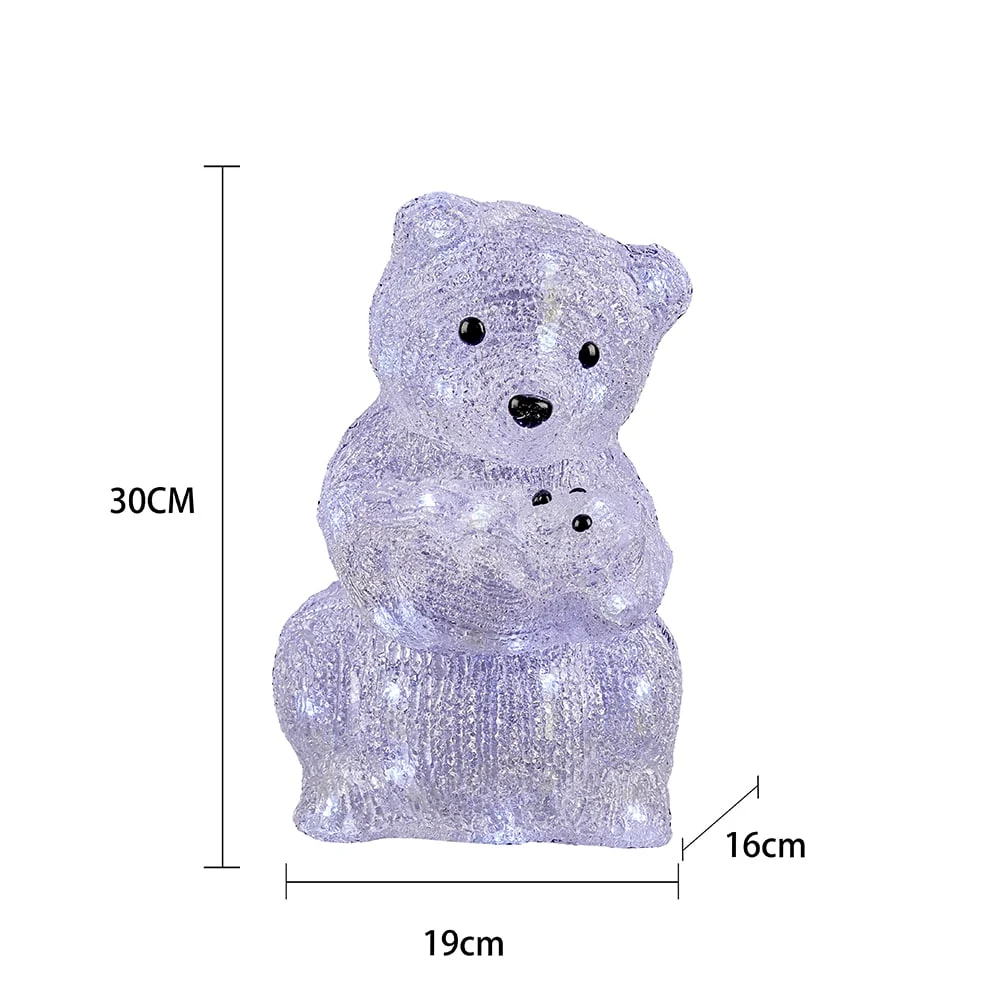 Bjørn Akryl - højde 20 cm med LED-Lys