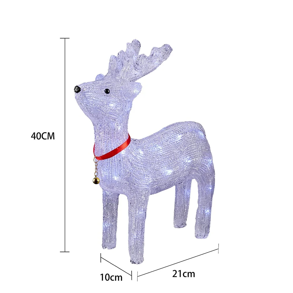Rensdyr Akryl - højde 40 cm med LED-Lys