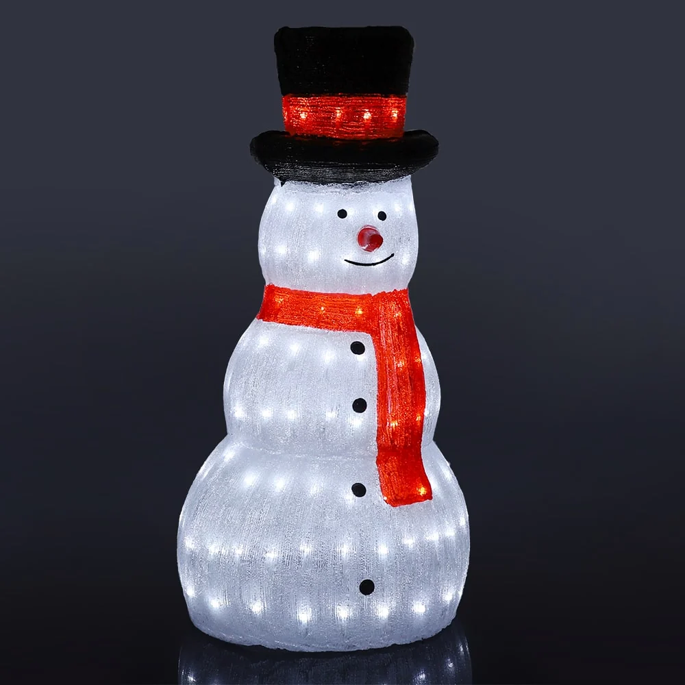 Snemand Akryl - højde 80 cm med LED-lys -