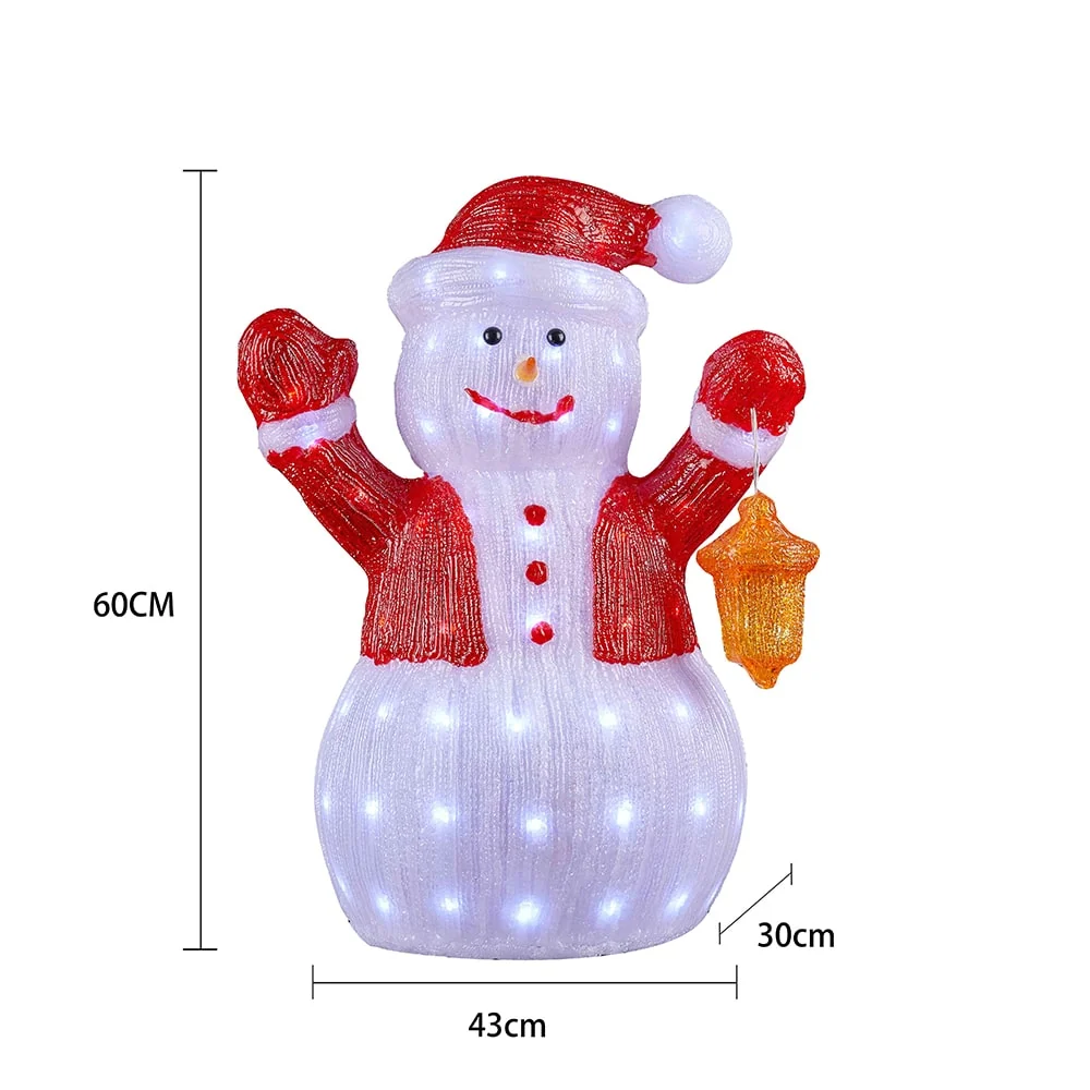 Snemand Akryl - højde 60 cm med LED-Lys