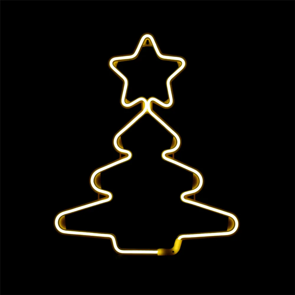 Neon juletræ 52x43 cm - varm hvid