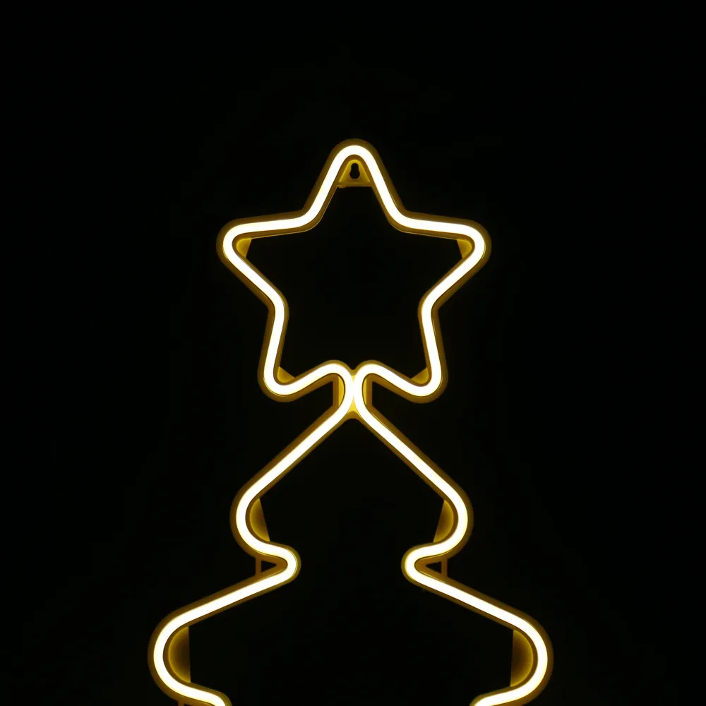 Neon juletræ 52x43 cm - varm hvid