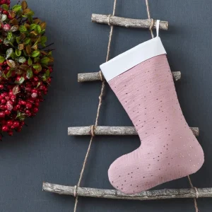 Julesok muslin gyldne prikker på pink