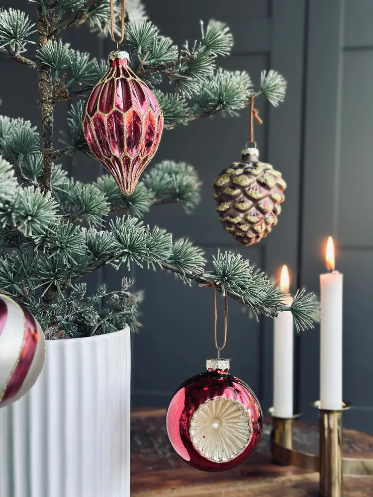Julekugler i glas - Pakke med 4 stk