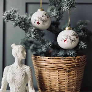 Julekugler i porcelæn - Sæt af 2 stk