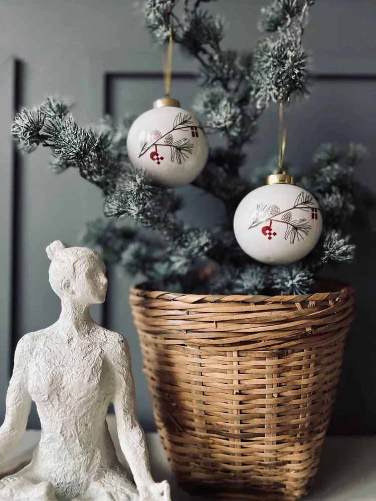 Julekugler i porcelæn - Sæt af 2 stk