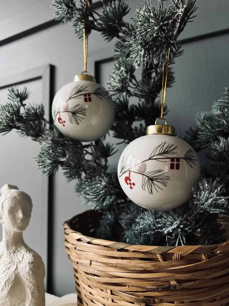 Julekugler i porcelæn - Sæt af 2 stk