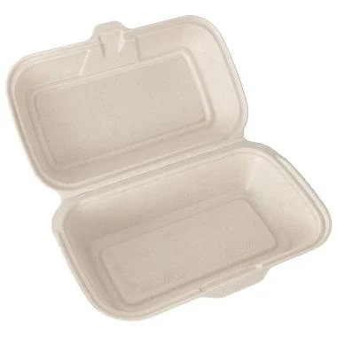 Bakke 1-rum 240x150x80 mm med låg Bagasse Beige,4 ps x 50 stk/krt