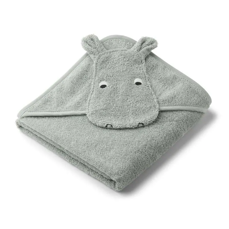 Liewood Albert Badehåndklæde m. Hætte - Baby - Hippo/Dove Azure