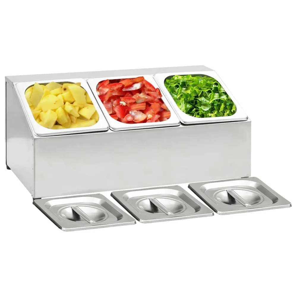 Gastronorm Beholder Med 3 Gn 1/6-Beholdere Rustfrit Chromed 40