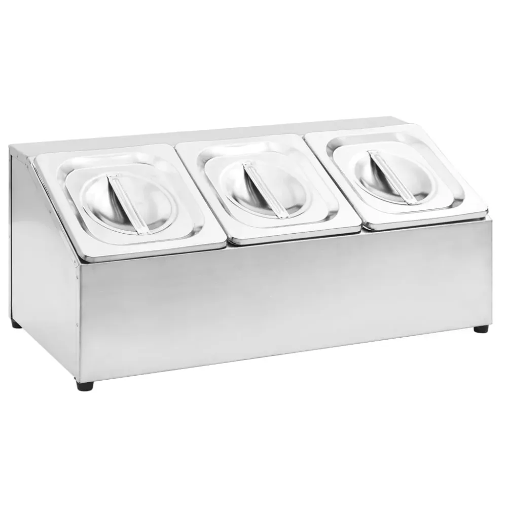 Gastronorm Beholder Med 3 Gn 1/6-Beholdere Rustfrit Chromed 40