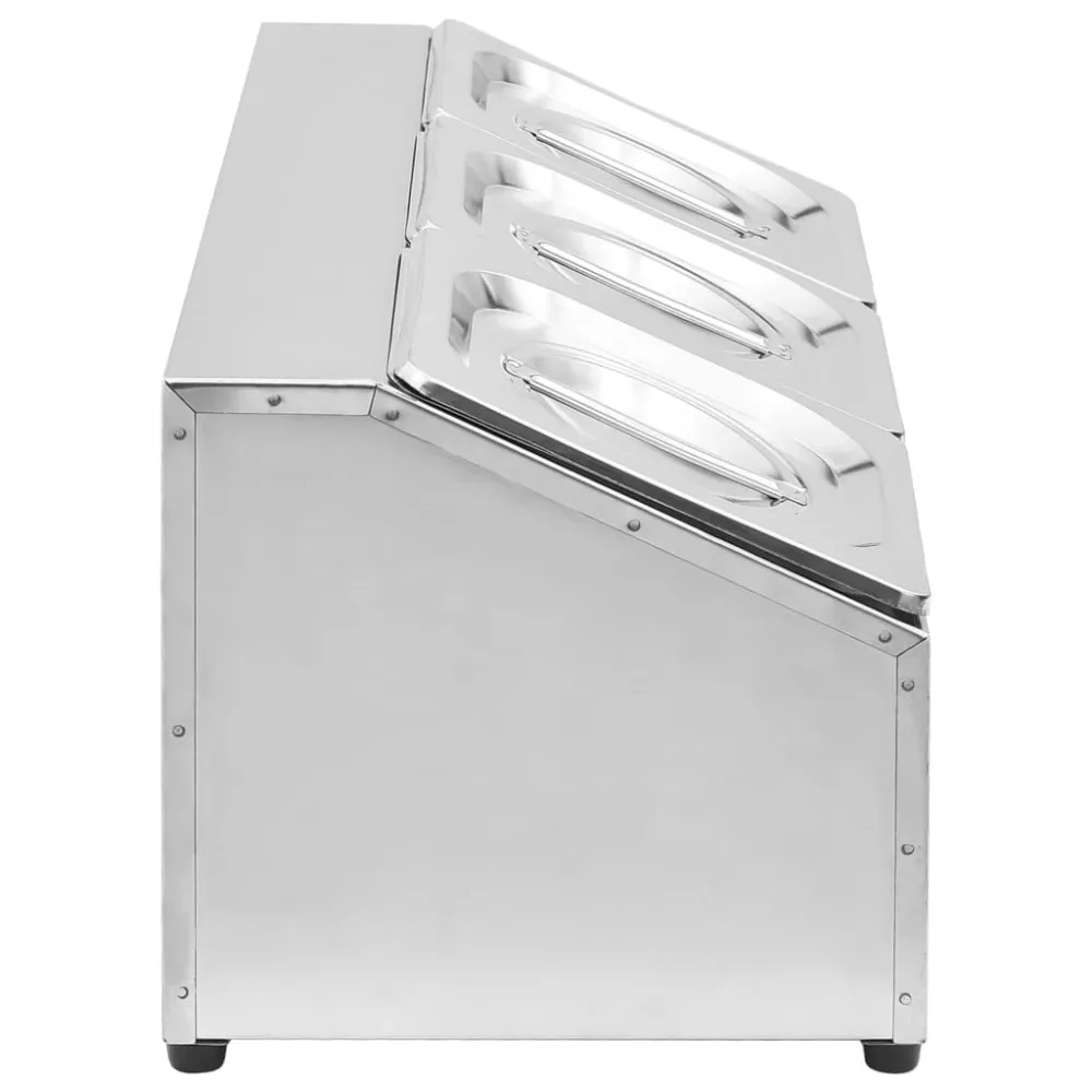 Gastronorm Beholder Med 3 Gn 1/6-Beholdere Rustfrit Chromed 40