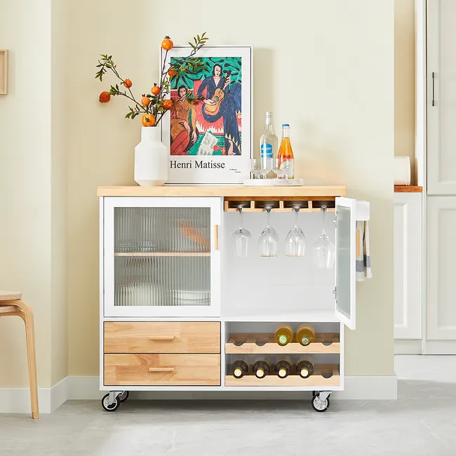 Opnå mere plads i køkkenet med denne fleksible køkkenvogn i hvid, B109 x D40 x H92 cm