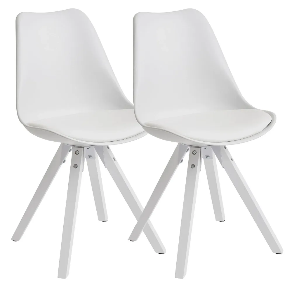Sæt med 2 x spisebordsstole, skandinavisk look, pearl
