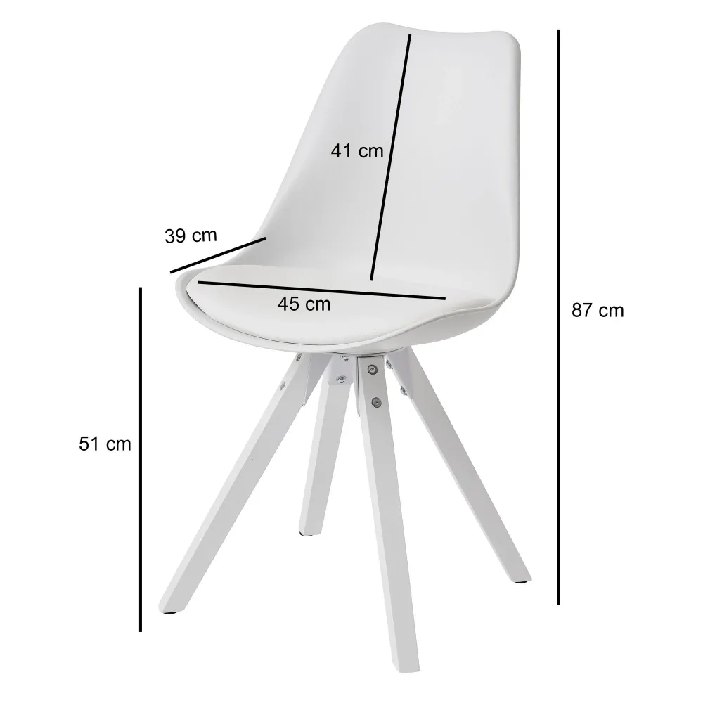 Sæt med 2 x spisebordsstole, skandinavisk look, pearl
