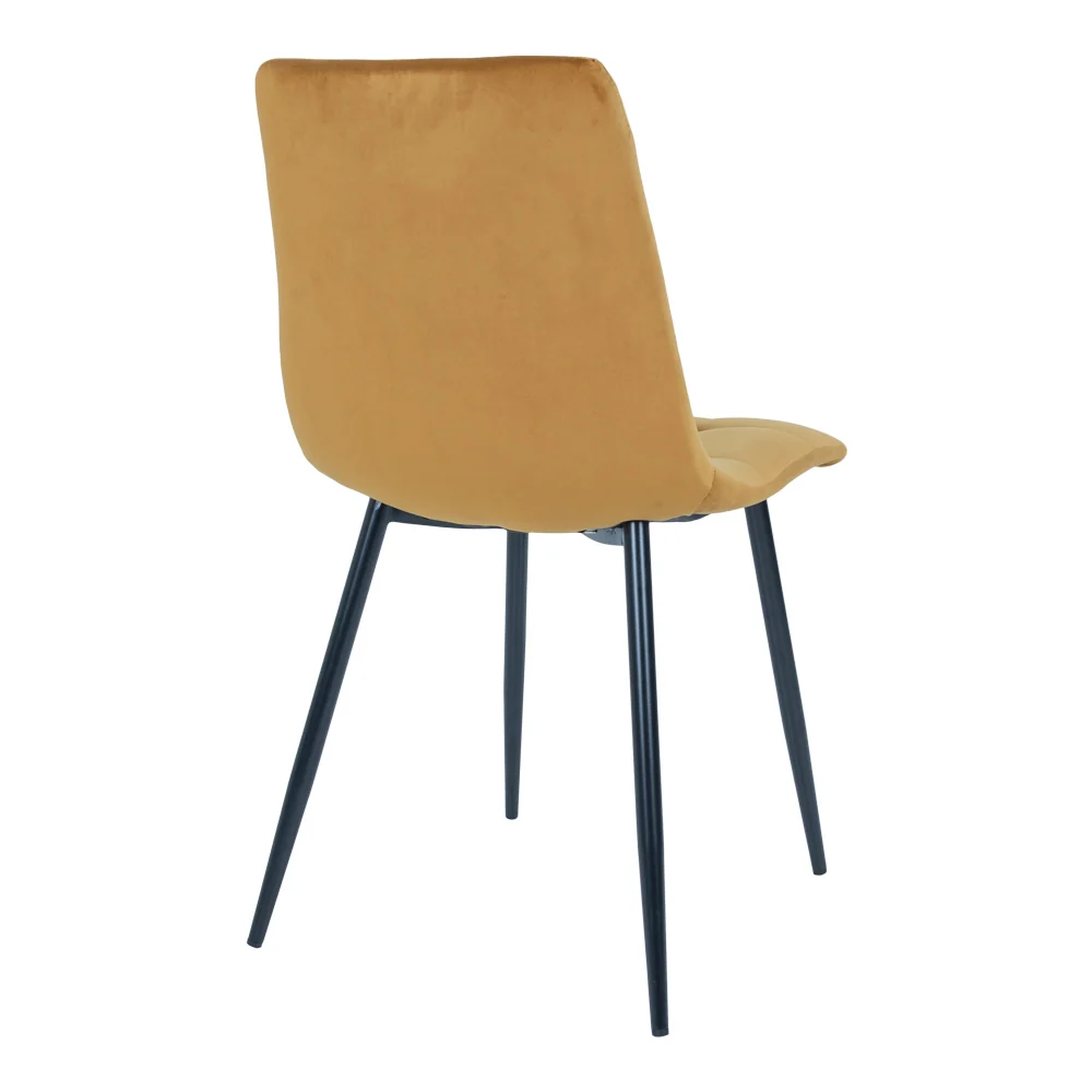 Middelfart Spisebordsstol - Spisebordsstol, Velour, Sennepsgul, Sorte Ben Hn1004 ⎮ Sæt af 2 stk.