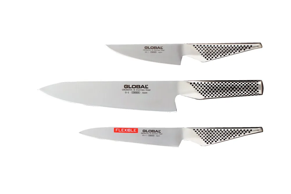 Global - Knivsæt 3 dele - GS-1, GS-11, G-2 - chromed