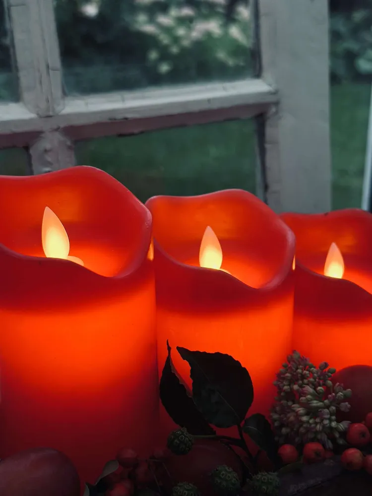 LED Bloklys Rød – Sæt af 3 stk og fjernbetjening