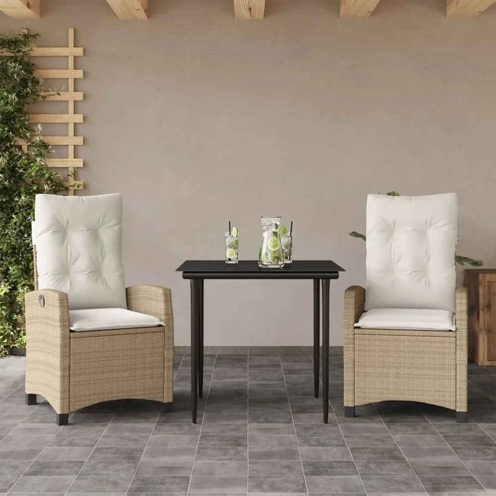 Spisebordssæt Til Haven 9 Dele Med Hynder Polyrattan Khaki 2
