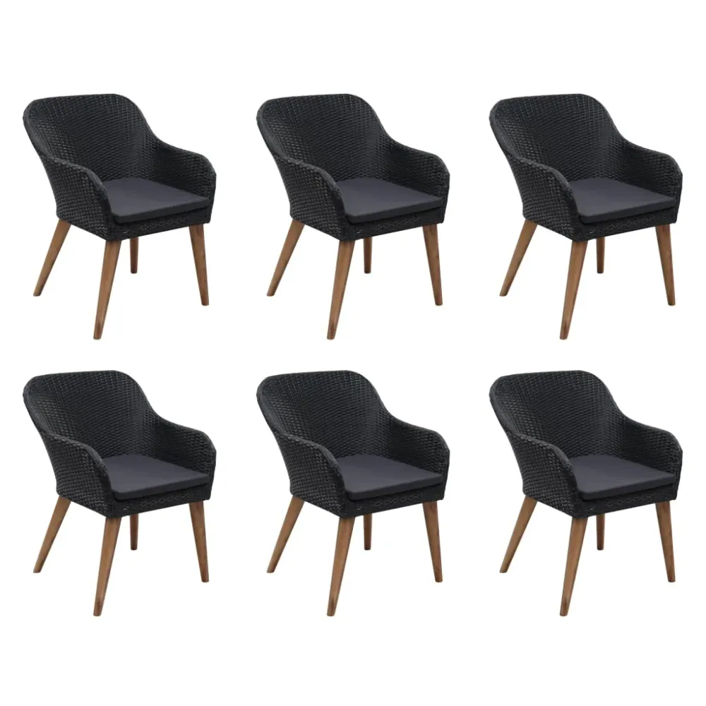 Udendørs Spisebordssæt 7 Dele Med Hynder Polyrattan 6