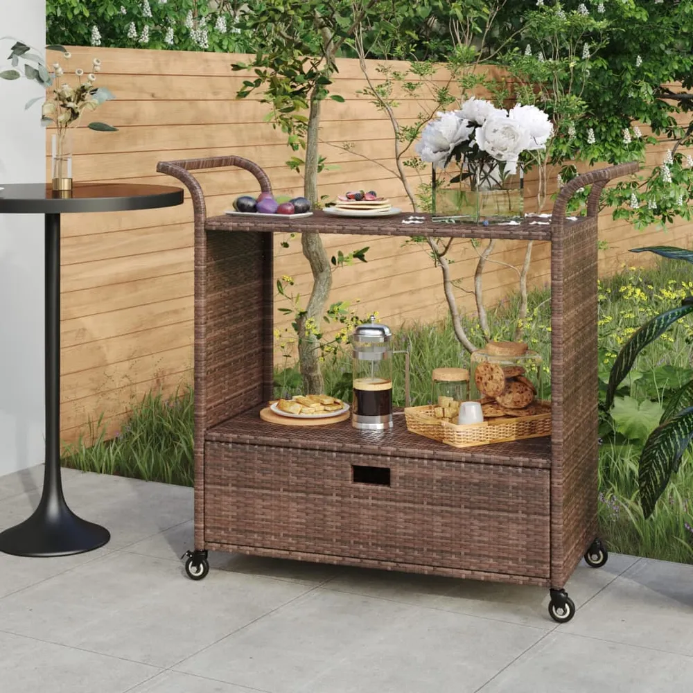 Barvogn Med Skuffe 100X45X97 Cm Polyrattan Sort