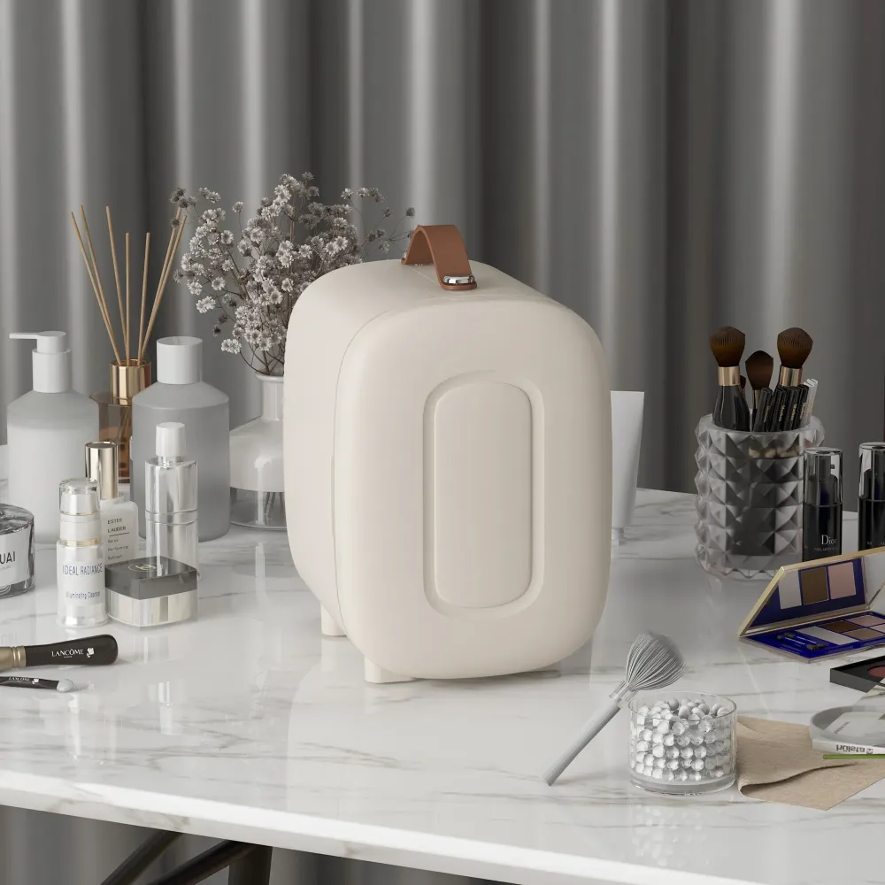 Minikøleskab beauty fridge, 4 l kapacitet, 20,3 x 26,3 x 28 cm, cremehvid