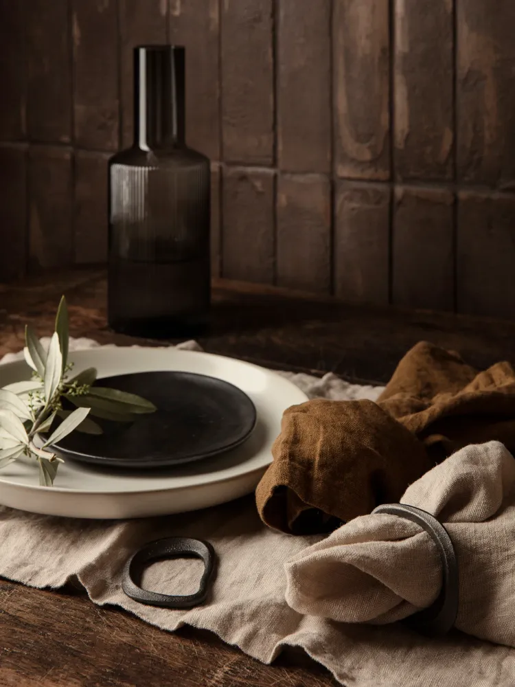 Flow Napkin Rings - Adjust 4 - Black Brass