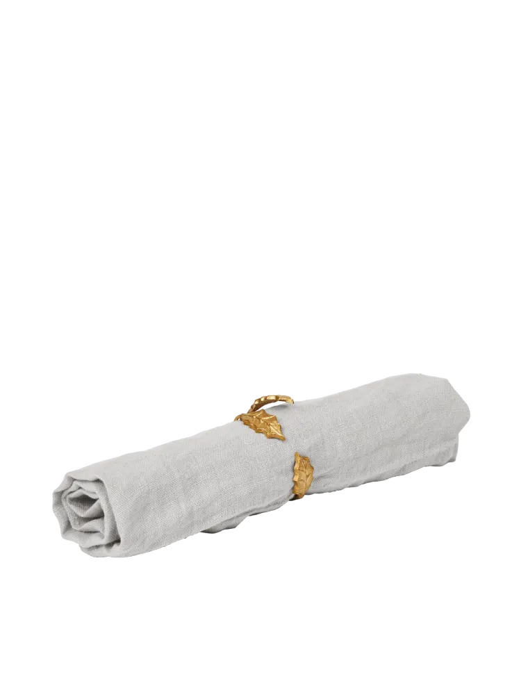 Holly Leaf Napkin Rings - Set 4 - Warm alloy