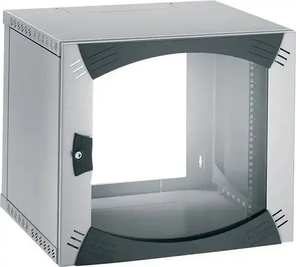 Actassi 19'' Væg Rack med Glasdør, BDH: 600 x 600 x 1045, 21HE, Lysegrå