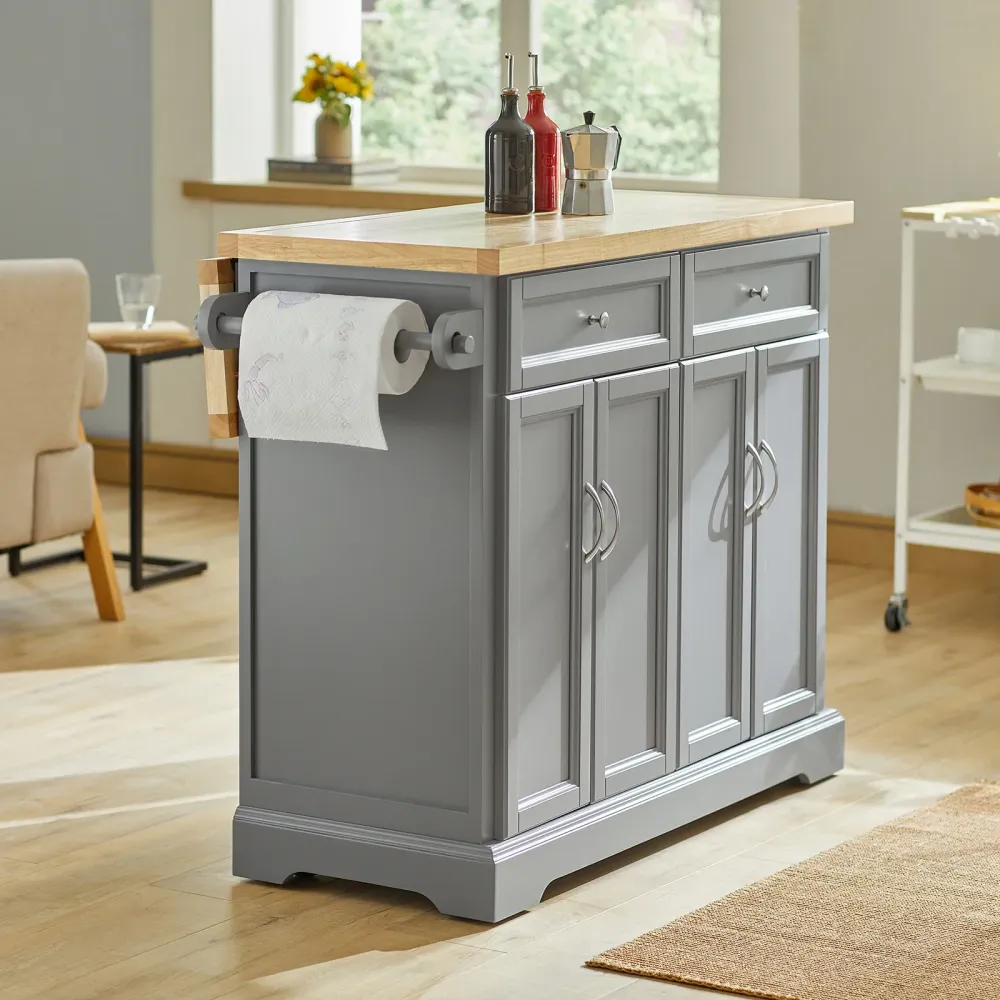 Udvidelig køkkenvogn i chic design, B115 x D46/71 x H92 cm, grå