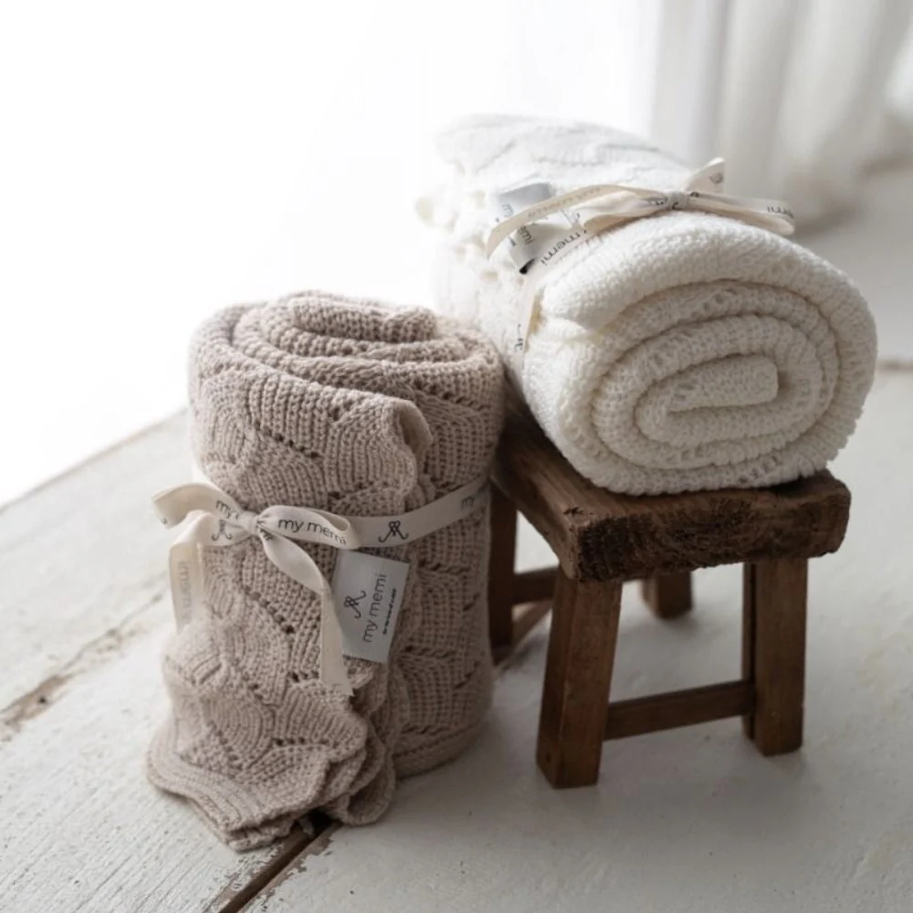 Memi baby wrap i merinould creme premium kollektion