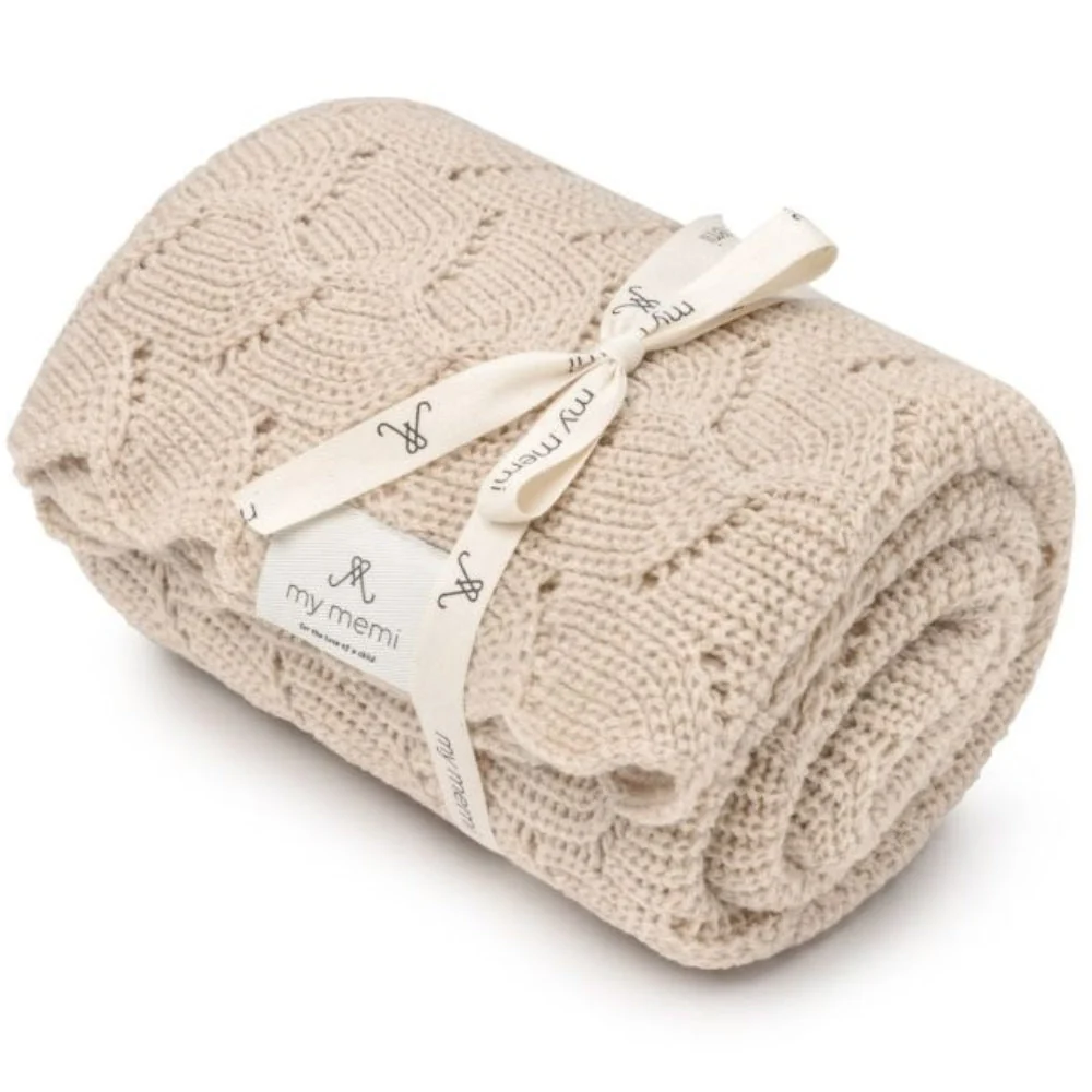 Memi baby wrap i merinould, varm beige, premium-kollektion