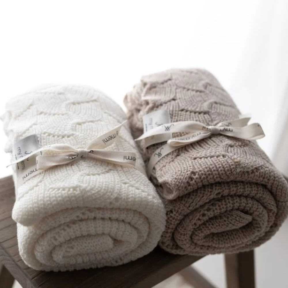 Memi baby wrap i merinould, varm beige, premium-kollektion