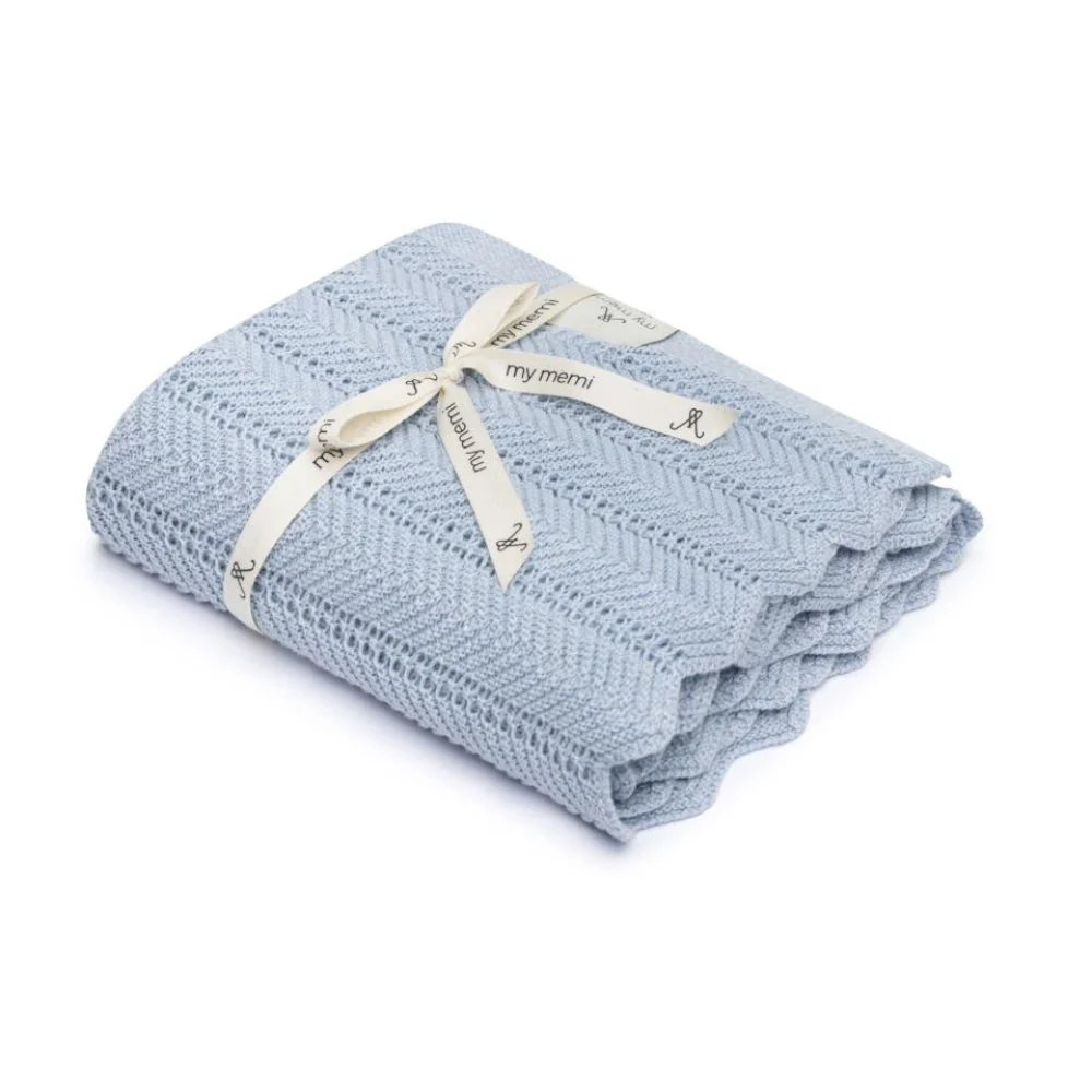 Memi Bamboo baby tæppe Feather Baby Blue 80x100 cm
