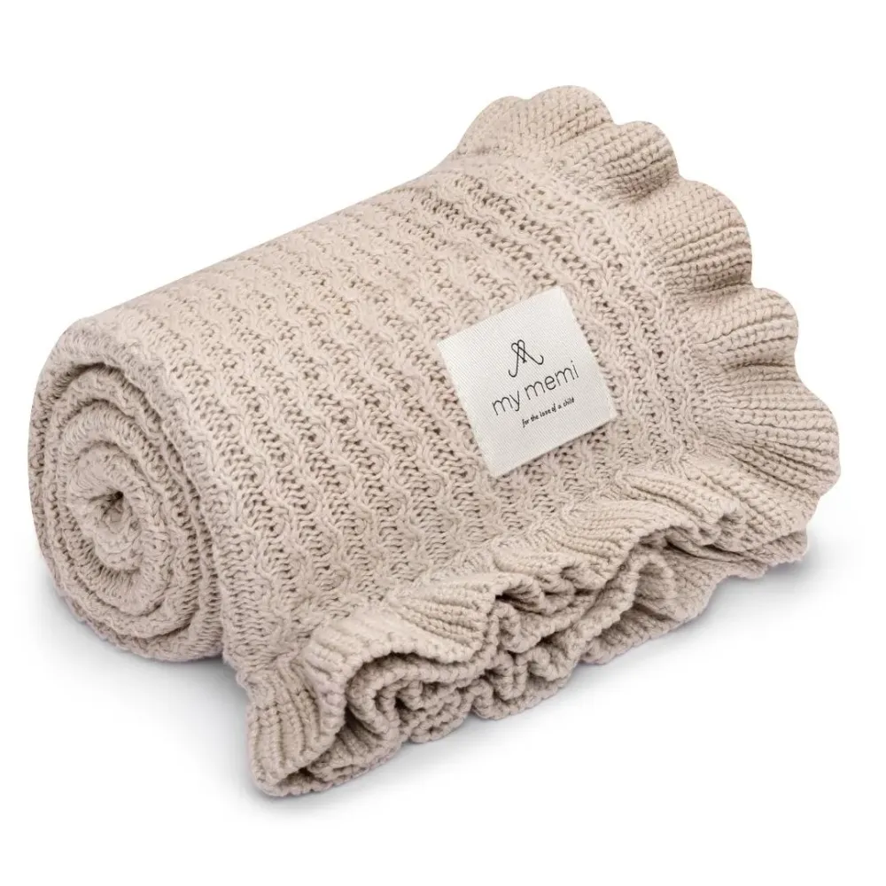 Memi Bambus tæppe med flæser lys beige 85x105 cm