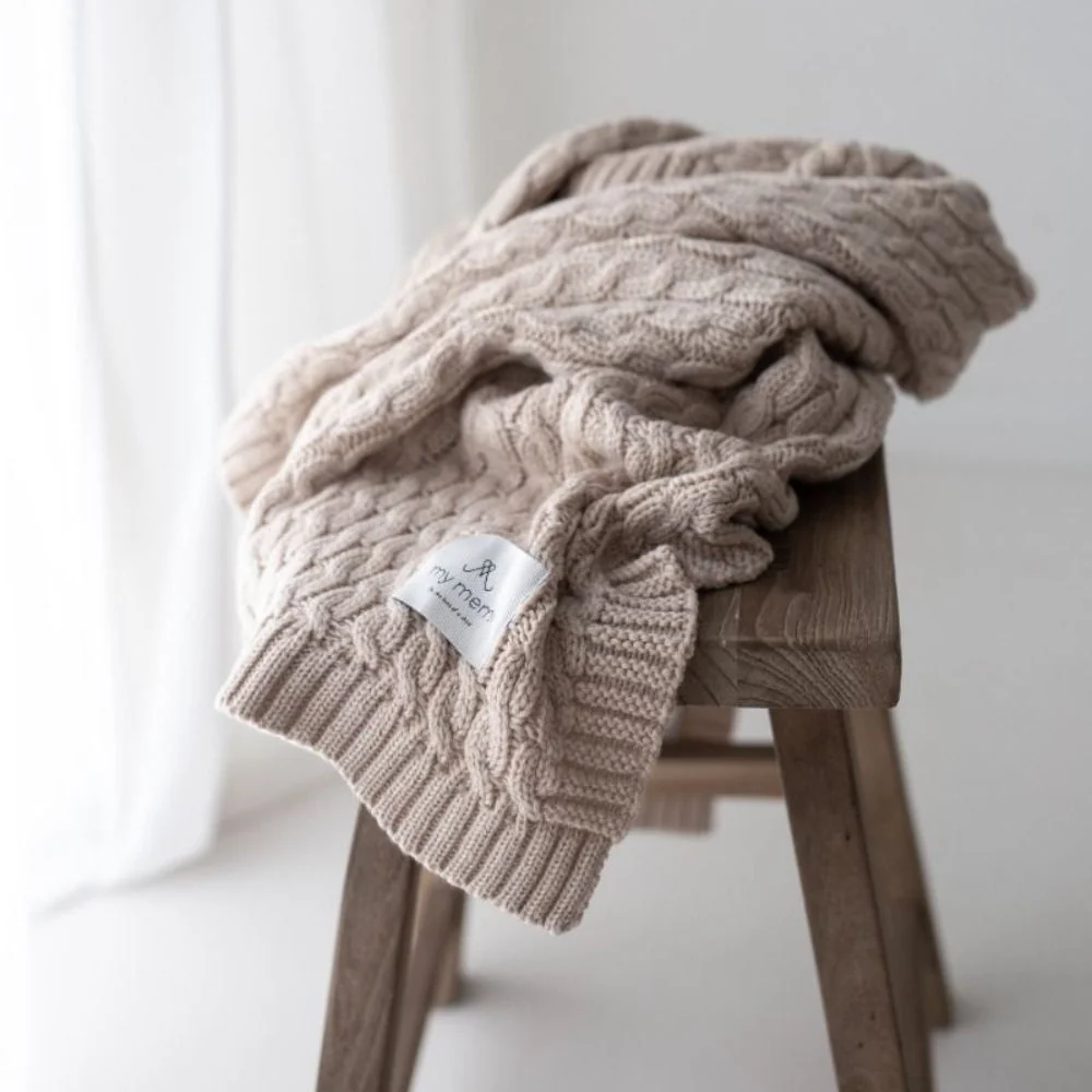 Memi Merino uldtæppe Beige Premium-kollektion