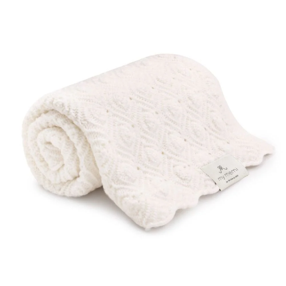 Memi Merino uldtæppe Cream pearl