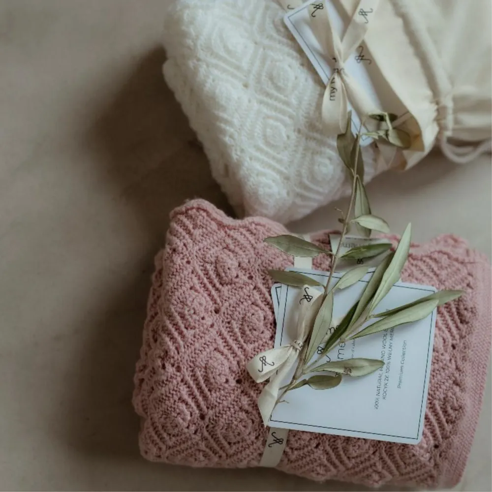Memi Merino uldtæppe Cream pearl