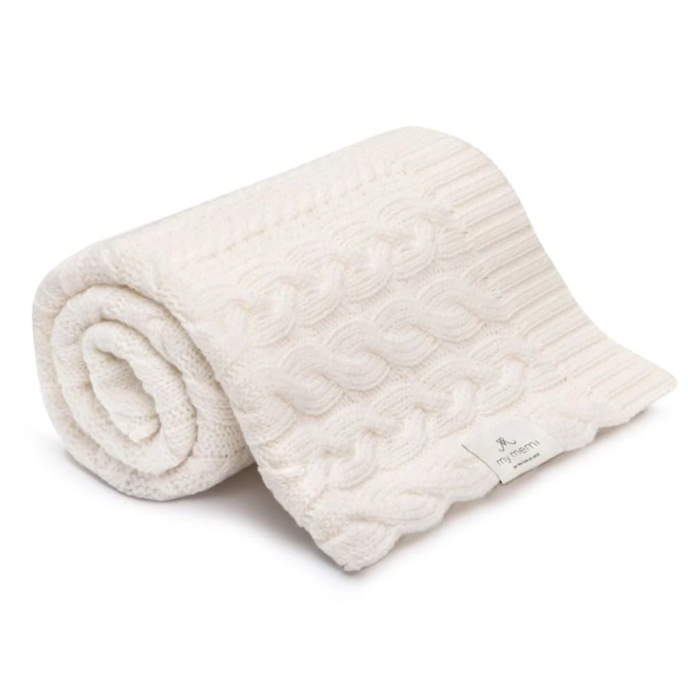 Memi Merino uldtæppe, cremefarvet